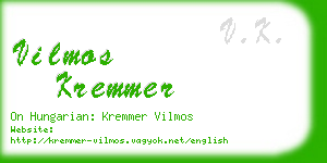 vilmos kremmer business card